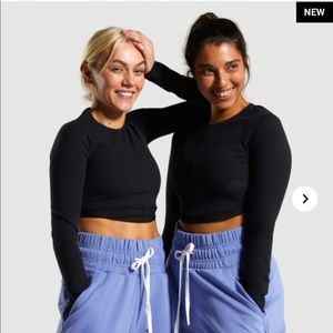 Whitney x gymshark black long sleeve crop top M